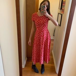 Vintage Limited Red Floral Midi Dress